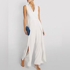 Alice and Olivia white collar jumpsuit. Slits on pants